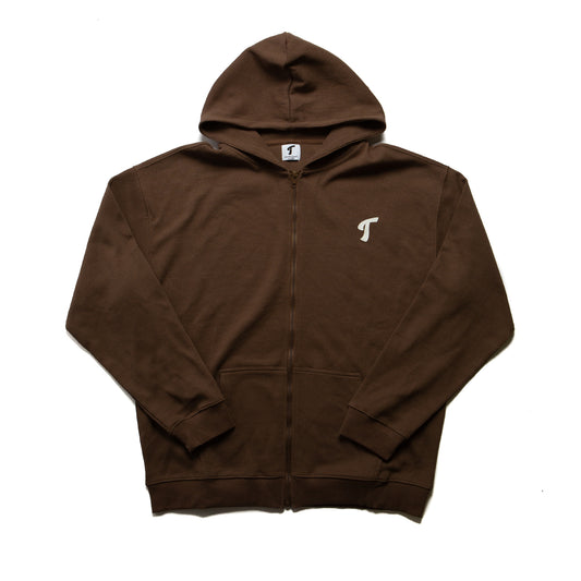 Waffle Zip Up Chocolate Brown