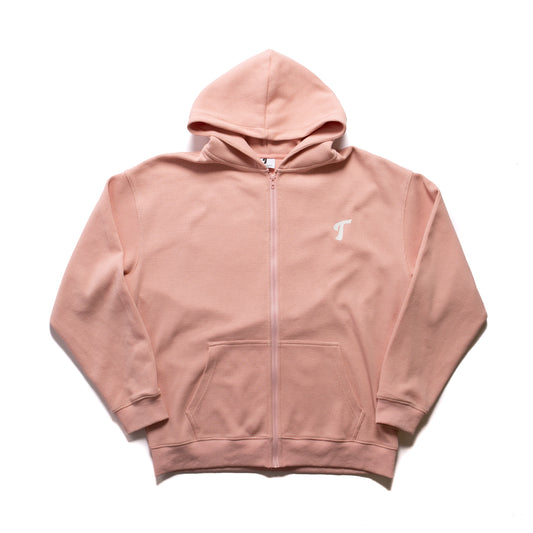 Waffle Zip Up Pedal Pink